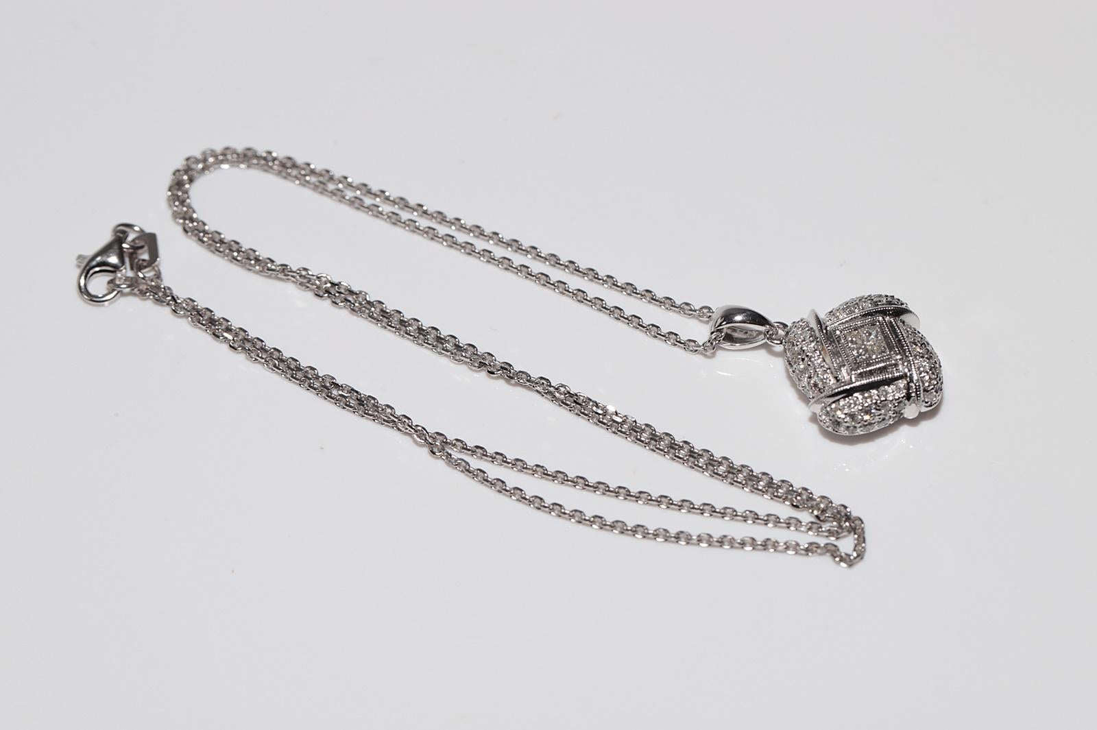 Vintage CIRCA 1990er Jahre 18k Gold natürlichen Diamanten dekoriert Anhänger Halskette im Angebot 3