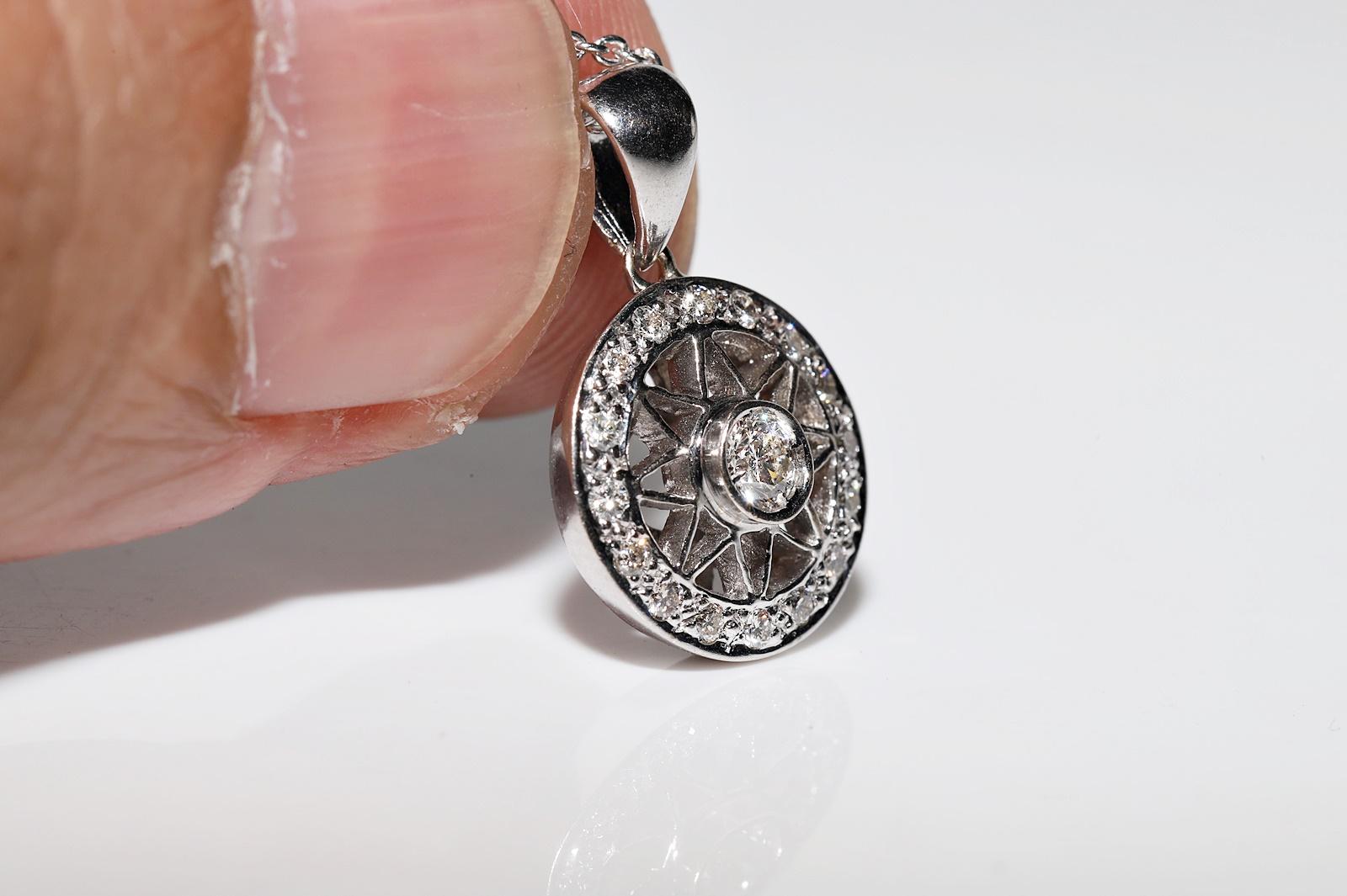 Vintage CIRCA 1990er Jahre 18k Gold natürlichen Diamanten dekoriert Anhänger Halskette im Angebot 3