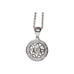 Vintage Circa 1990 Collier pendentif en or 18k orné de diamants naturels
