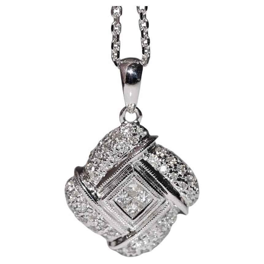 Vintage Circa 1990 Collier pendentif en or 18k orné de diamants naturels