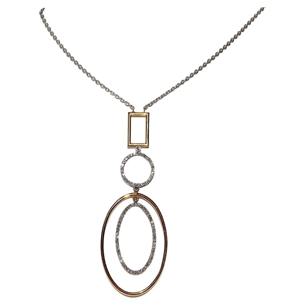 Collana con ciondolo decorato con diamanti naturali in oro 18 carati, vintage CIRCA gli anni '90