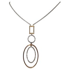 Collana con ciondolo decorato con diamanti naturali in oro 18 carati, vintage CIRCA gli anni '90