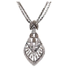Vintage Circa 1990s 18k Gold Natural Diamond Decorated Pendant Necklace