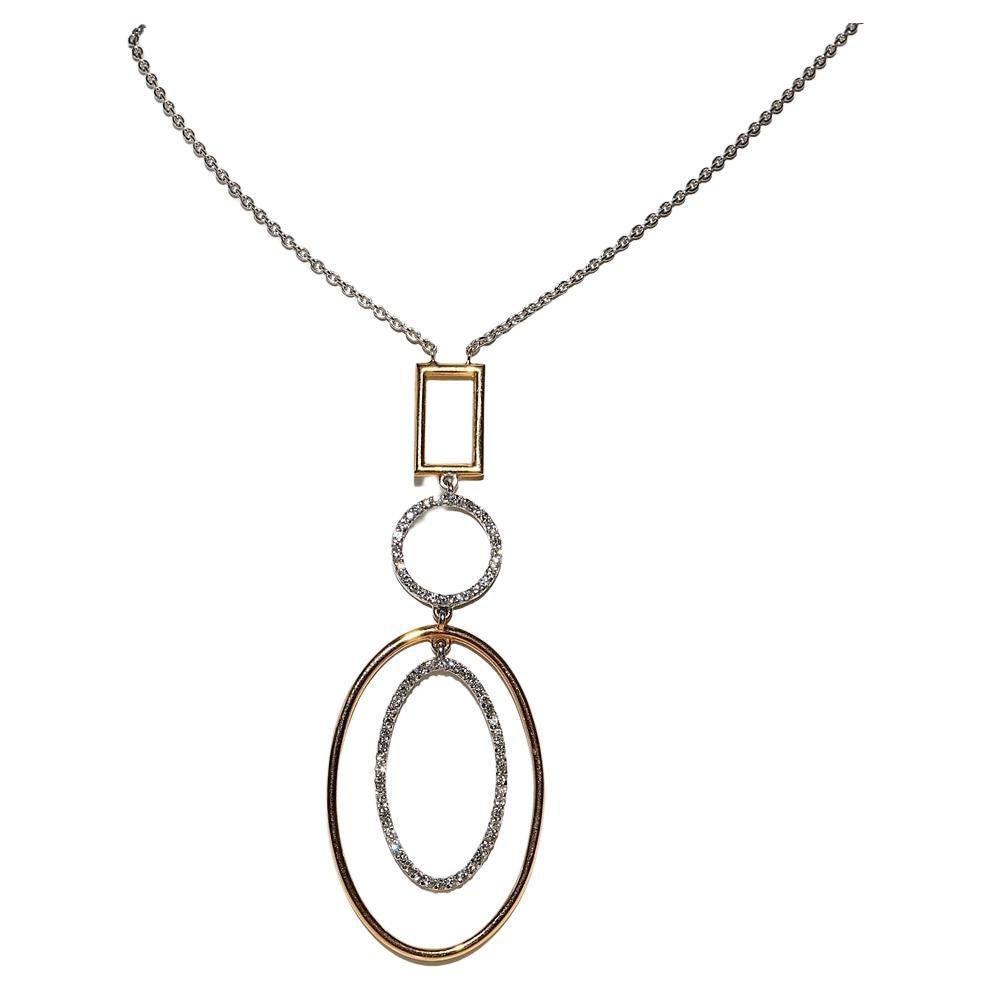 Vintage Circa 1990s 18k Gold Natural Diamond Decorated Pendant Necklace
