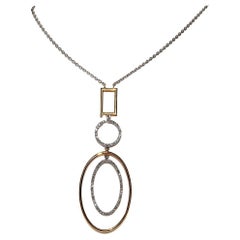 Vintage Circa 1990s 18k Gold Natural Diamond Decorated Pendant Necklace