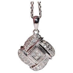 Collana con ciondolo decorato con diamanti naturali in oro 18 carati, vintage CIRCA gli anni '90