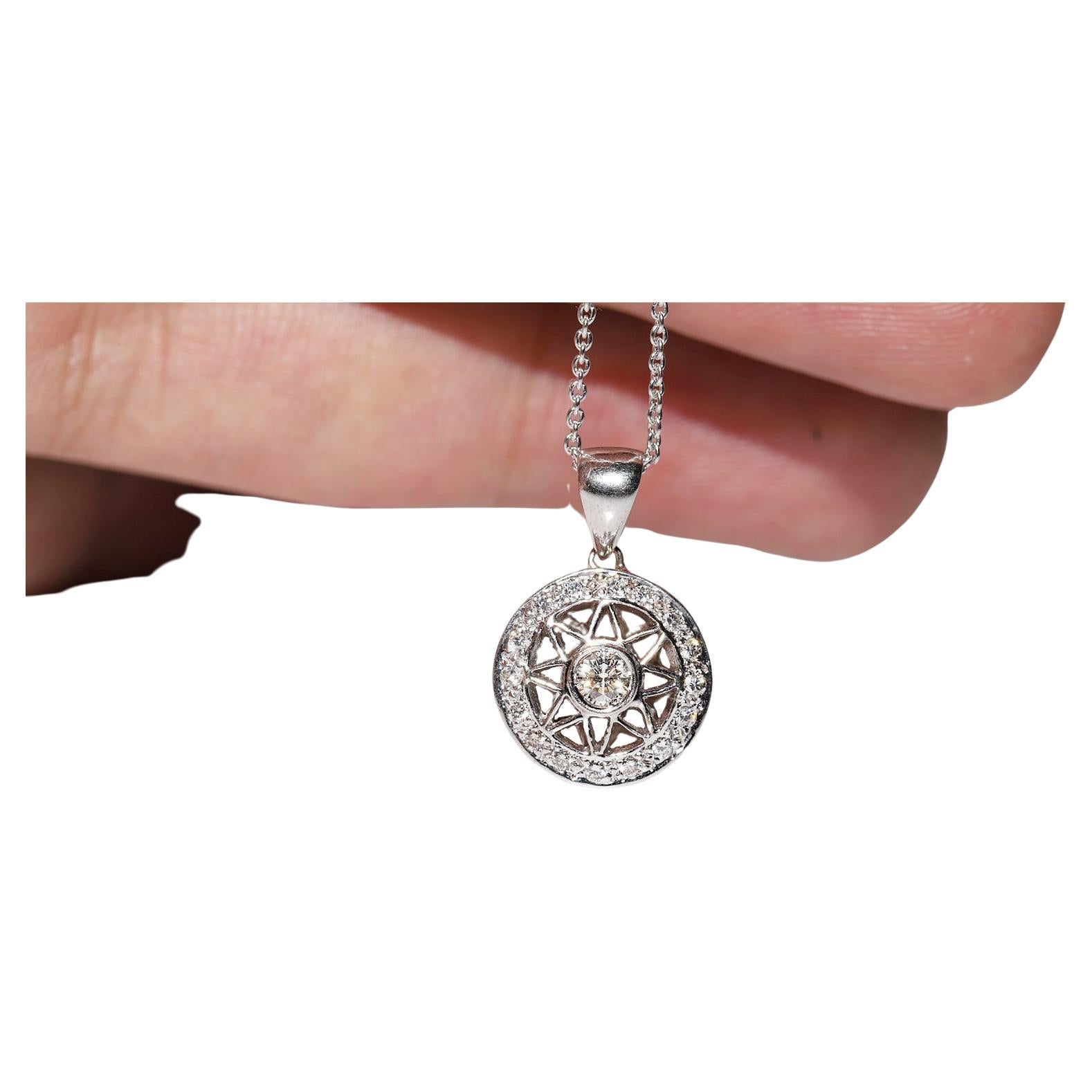 Collana con ciondolo decorato con diamanti naturali in oro 18 carati, vintage CIRCA gli anni '90