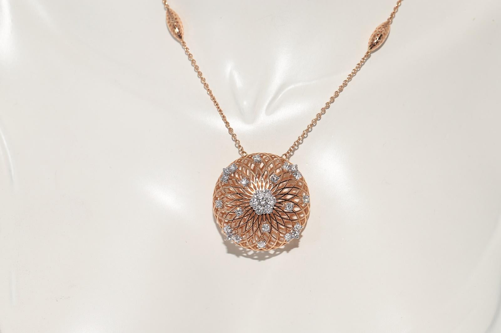 Collana con ciondolo decorato con diamanti naturali in oro 18 carati, vintage CIRCA gli anni '90