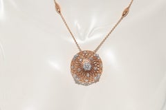Collana con ciondolo decorato con diamanti naturali in oro 18 carati, vintage CIRCA gli anni '90
