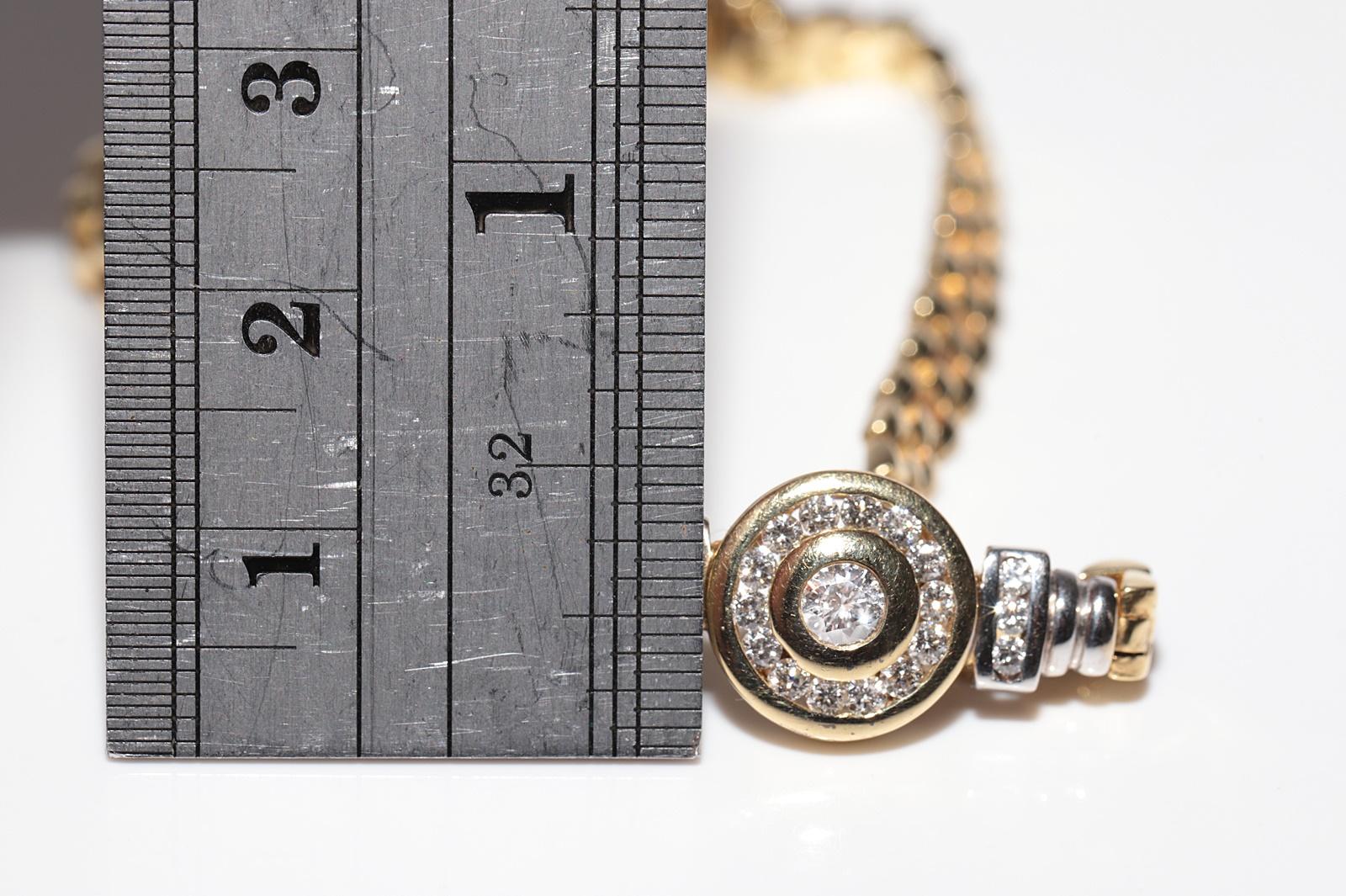 Braccialetto d'oro naturale decorato con diamanti naturali, vintage CIRCA gli anni '90 in vendita 4