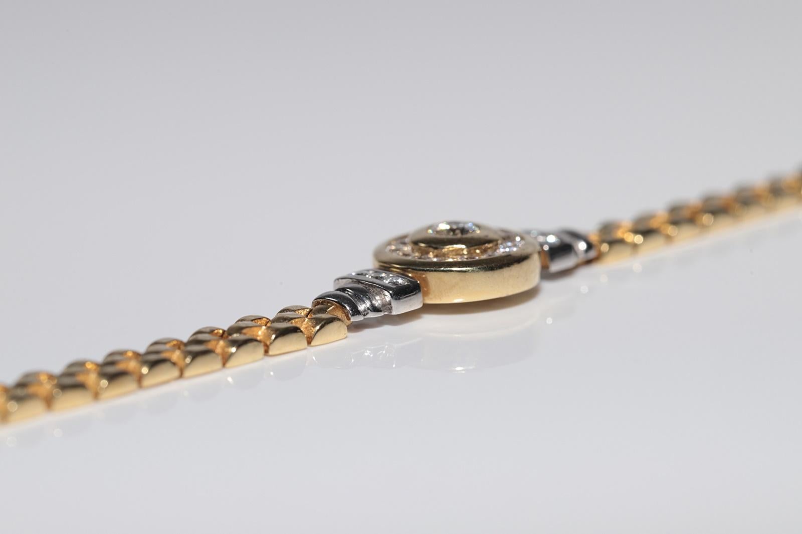 Braccialetto d'oro naturale decorato con diamanti naturali, vintage CIRCA gli anni '90 in vendita 10
