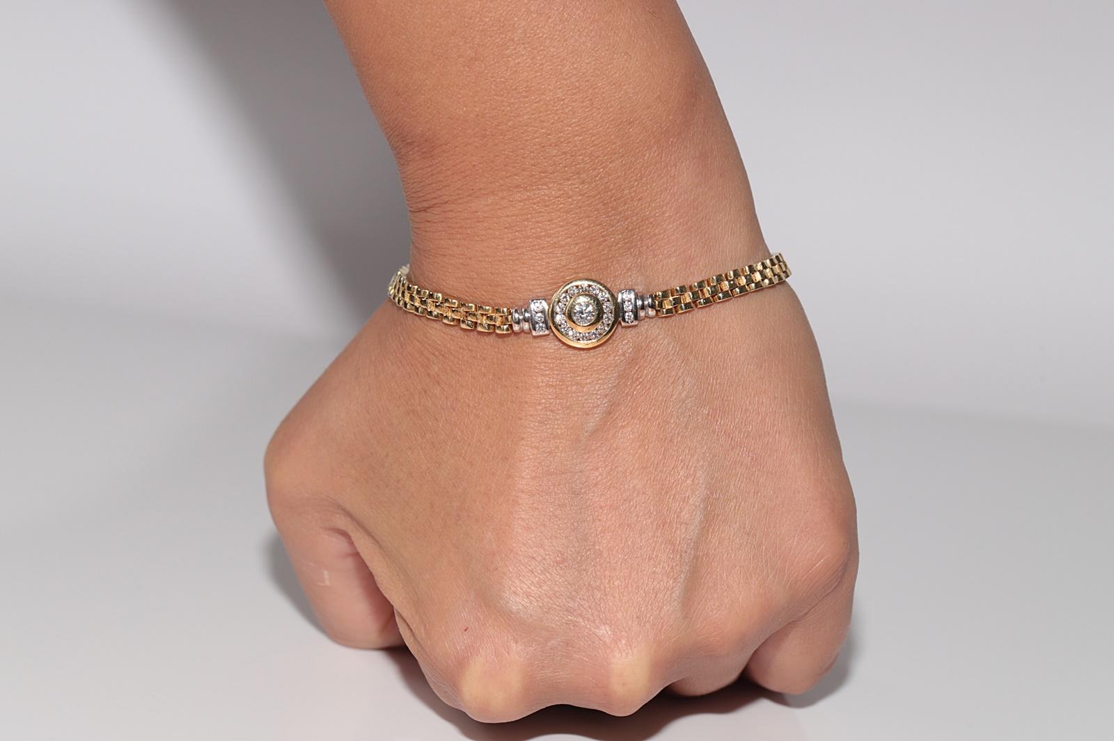 Braccialetto d'oro naturale decorato con diamanti naturali, vintage CIRCA gli anni '90 in vendita 13
