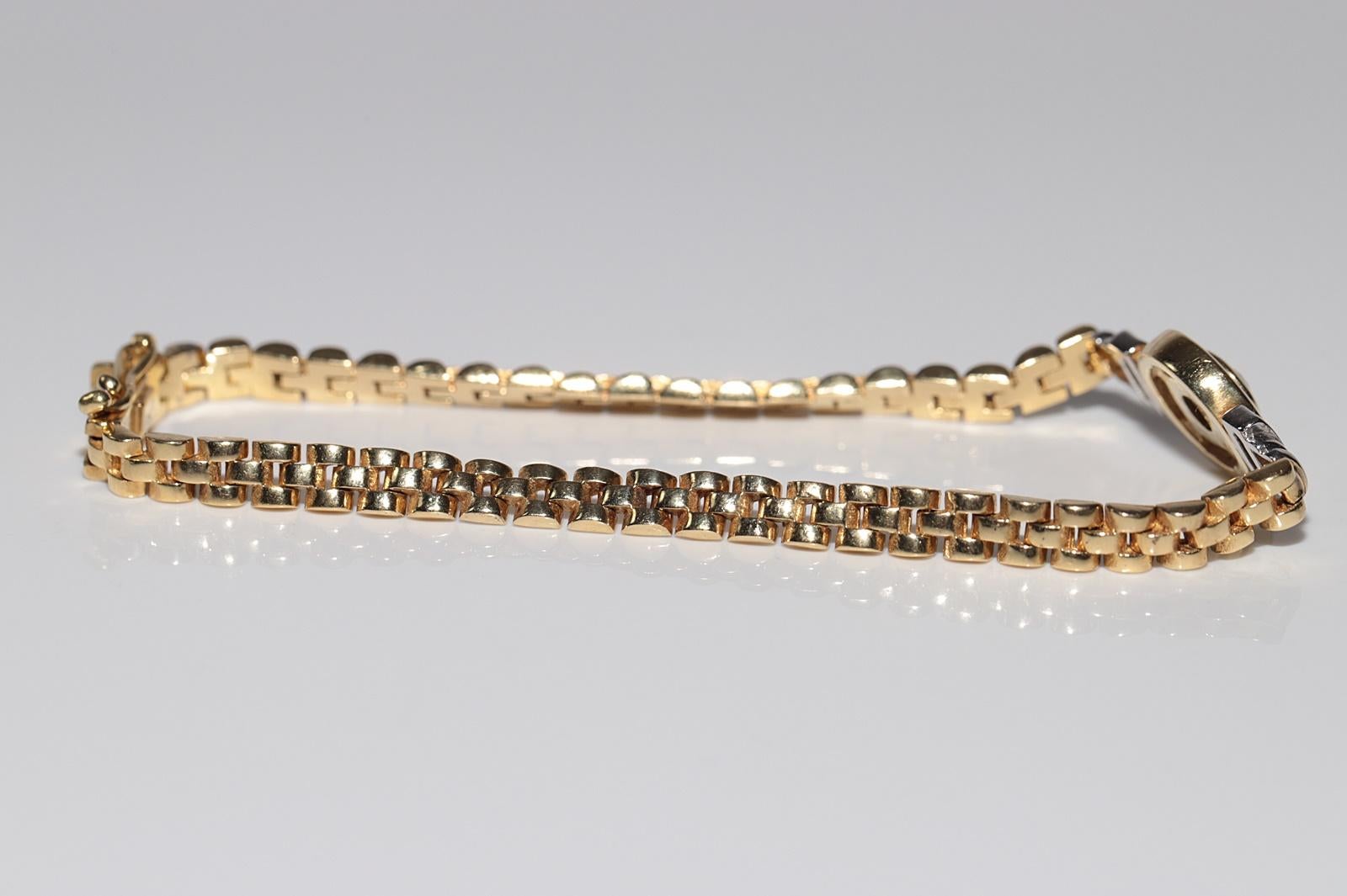 Donna Braccialetto d'oro naturale decorato con diamanti naturali, vintage CIRCA gli anni '90 in vendita