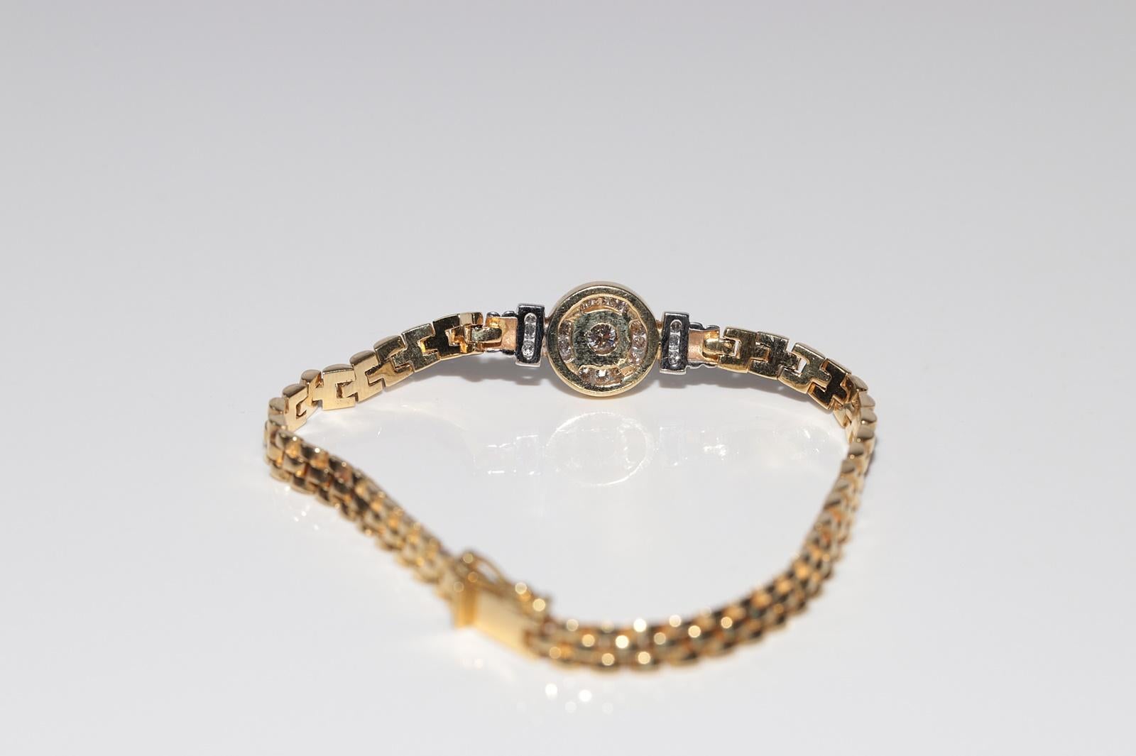 Braccialetto d'oro naturale decorato con diamanti naturali, vintage CIRCA gli anni '90 in vendita 2