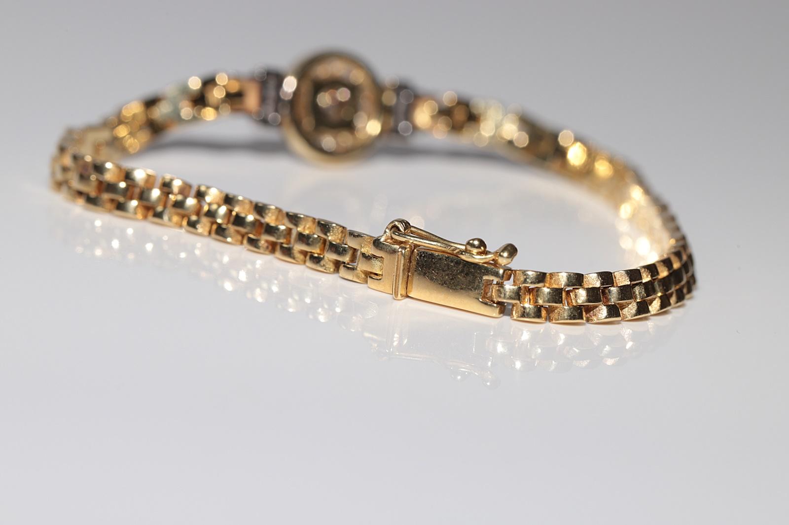 Braccialetto d'oro naturale decorato con diamanti naturali, vintage CIRCA gli anni '90 in vendita 3