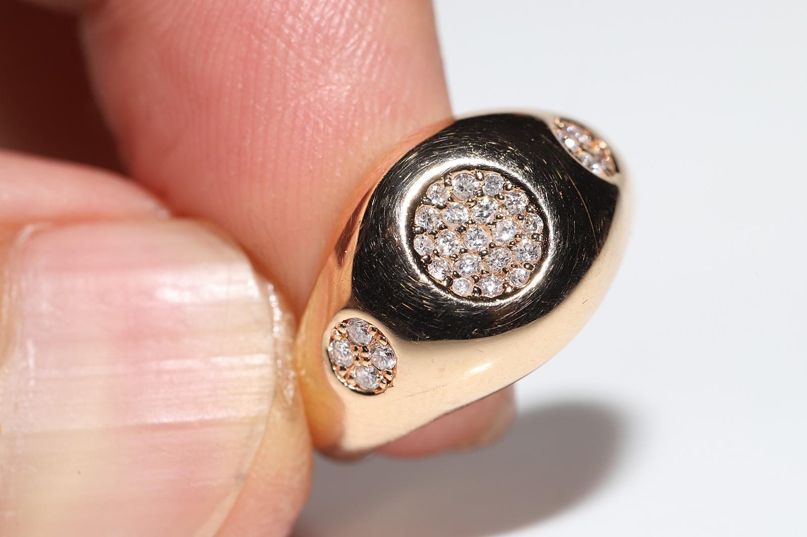 Vintage Circa 1990er Jahre 18k Gold Natürlicher Diamant Dekorierter Vintage-Ring  im Angebot 6
