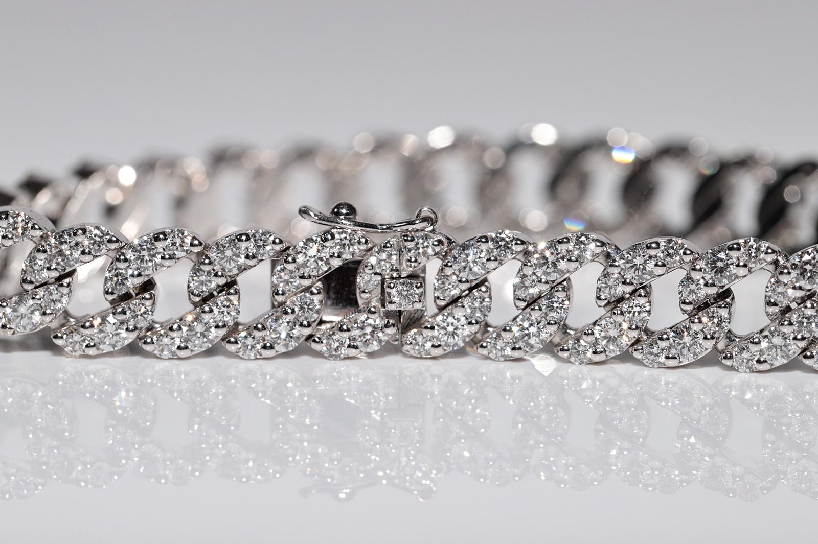Vintage Circa 1990s 18k Gold Natural Diamond Decorated Rope Style Bracelet For Sale 7