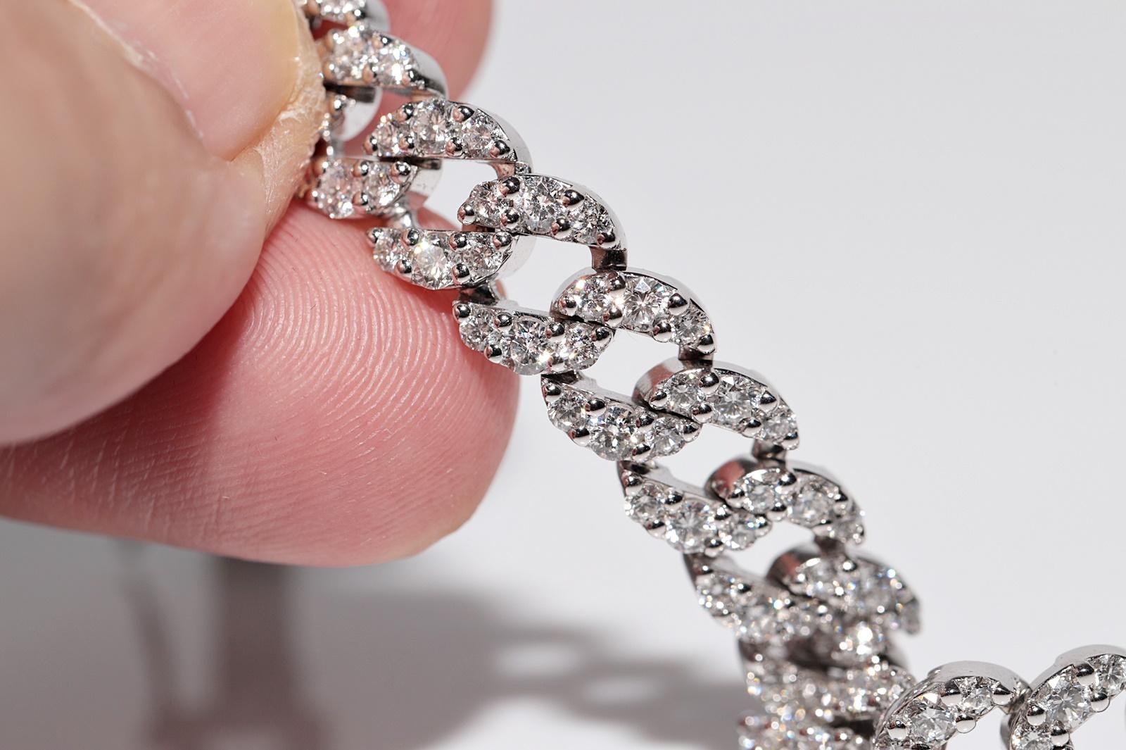 Vintage Circa 1990s 18k Gold Natural Diamond Decorated Rope Style Bracelet For Sale 11