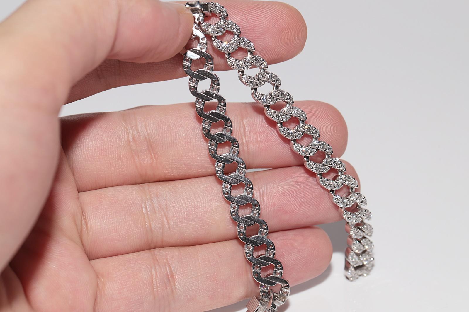Vintage Circa 1990s 18k Gold Natural Diamond Decorated Rope Style Bracelet For Sale 13