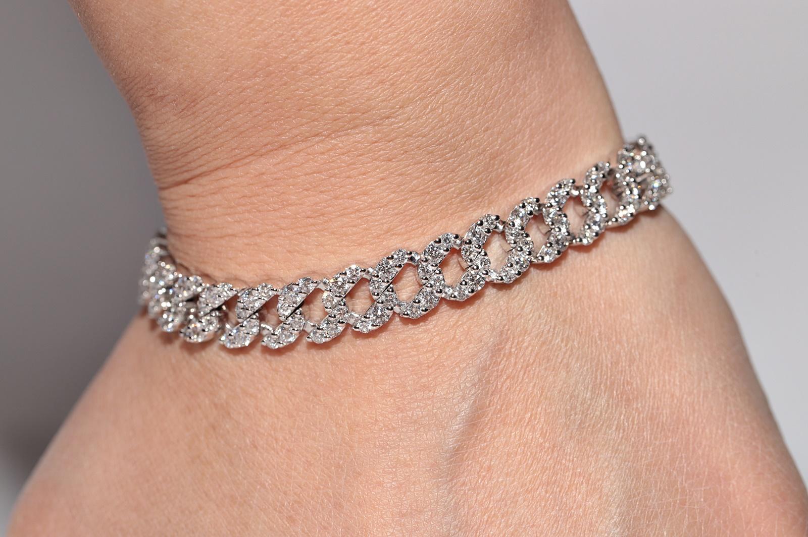 Brilliant Cut Vintage Circa 1990s 18k Gold Natural Diamond Decorated Rope Style Bracelet For Sale