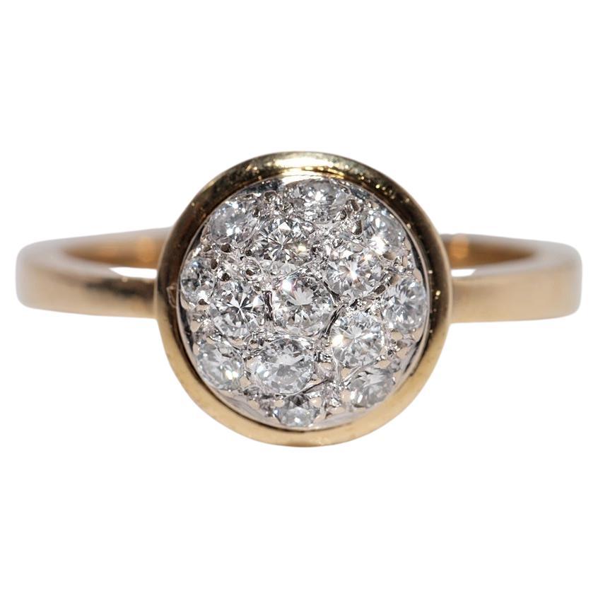 Vintage Circa 1990s 18k Gold Natural Diamond Decorated Round Style Ring