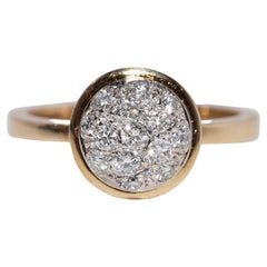 Vintage Circa 1990s 18k Gold Natural Diamond Decorated Round Style Ring