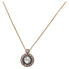 Collar vintage de los años 90, de oro de 18 quilates, con un diamante natural en solitario