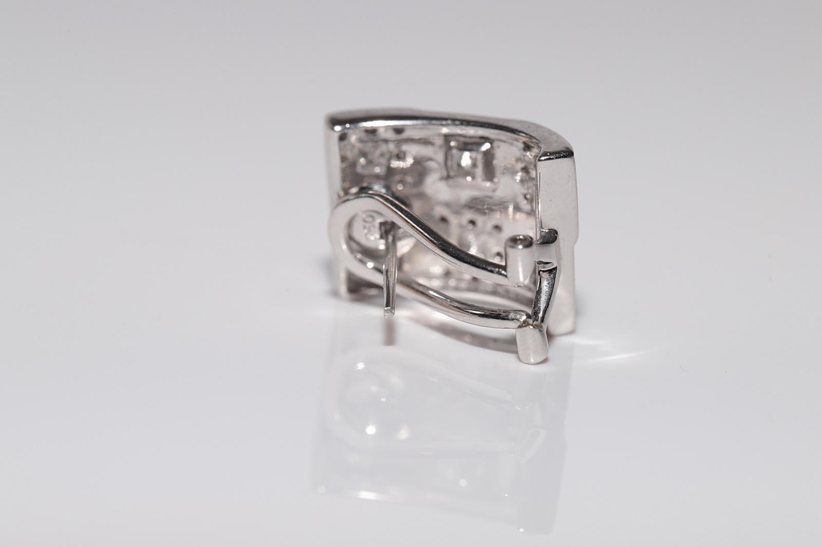 Pendiente Estilo Cuadrado Vintage Circa 1990s Oro 18k Decorado con Diamantes Naturales en venta 11