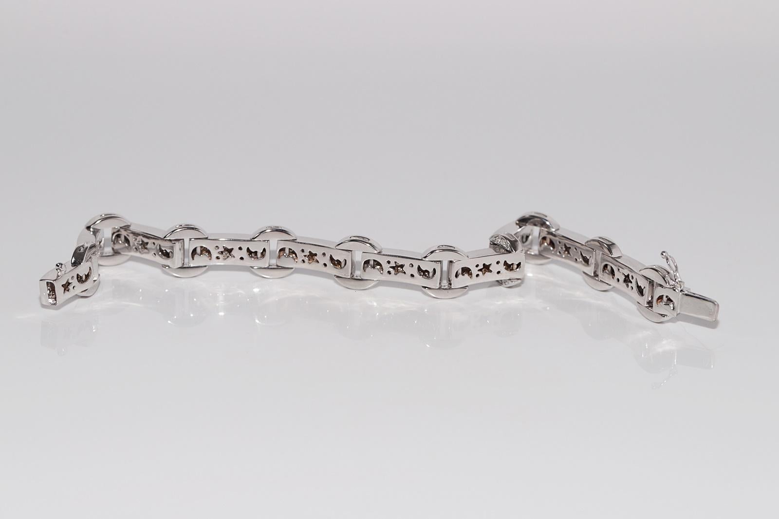 Vintage Circa 1990er Jahre 18k Gold natürlicher Diamant verziertes starkes Vintage-Armband im Angebot 4