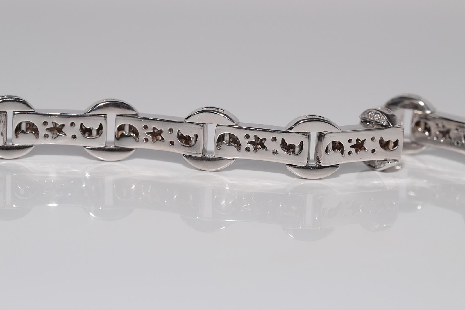 Vintage Circa 1990er Jahre 18k Gold natürlicher Diamant verziertes starkes Vintage-Armband im Angebot 5