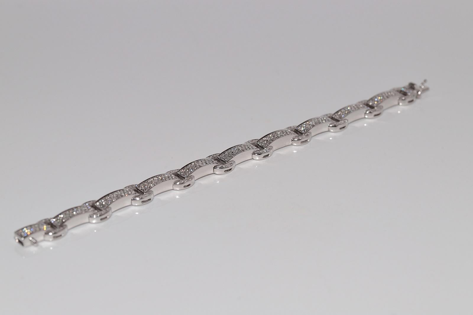 Vintage Circa 1990er Jahre 18k Gold natürlicher Diamant verziertes starkes Vintage-Armband im Angebot 6