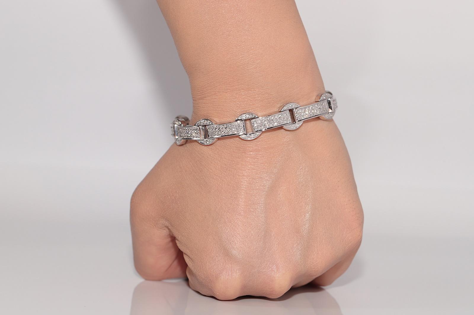 Vintage Circa 1990er Jahre 18k Gold natürlicher Diamant verziertes starkes Vintage-Armband im Angebot 12