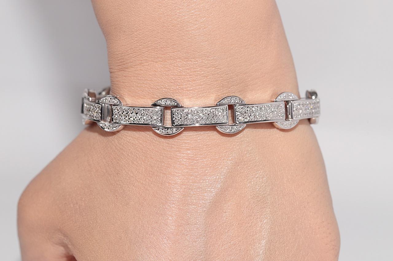 Vintage Circa 1990er Jahre 18k Gold natürlicher Diamant verziertes starkes Vintage-Armband im Angebot 13