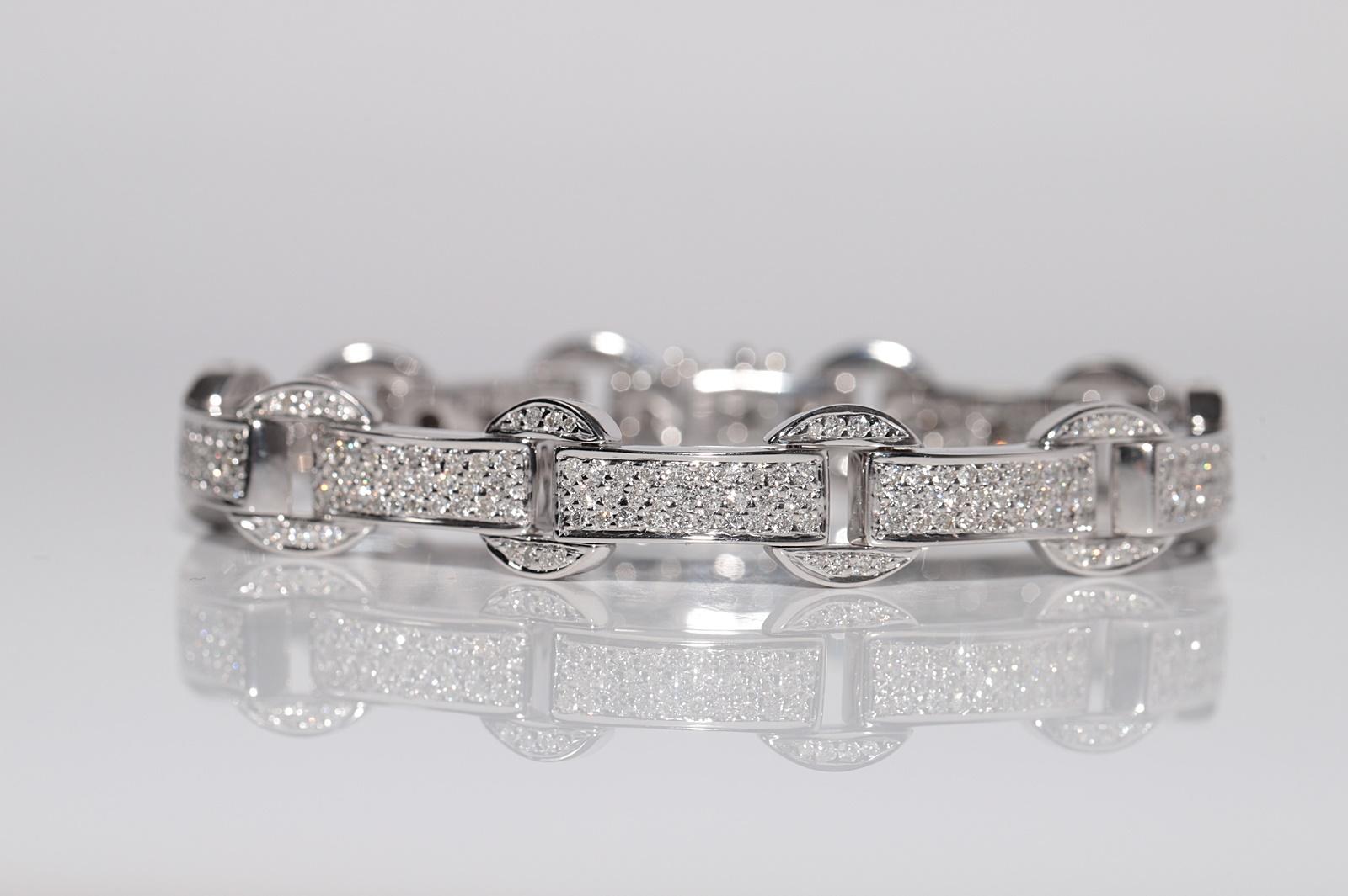 Vintage Circa 1990er Jahre 18k Gold natürlicher Diamant verziertes starkes Vintage-Armband im Zustand „Gut“ im Angebot in Fatih/İstanbul, 34