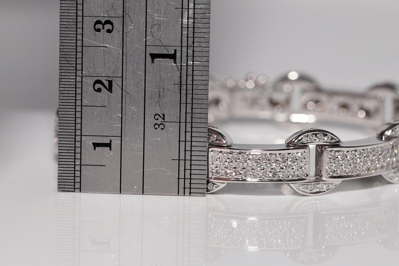 Vintage Circa 1990er Jahre 18k Gold natürlicher Diamant verziertes starkes Vintage-Armband Damen im Angebot