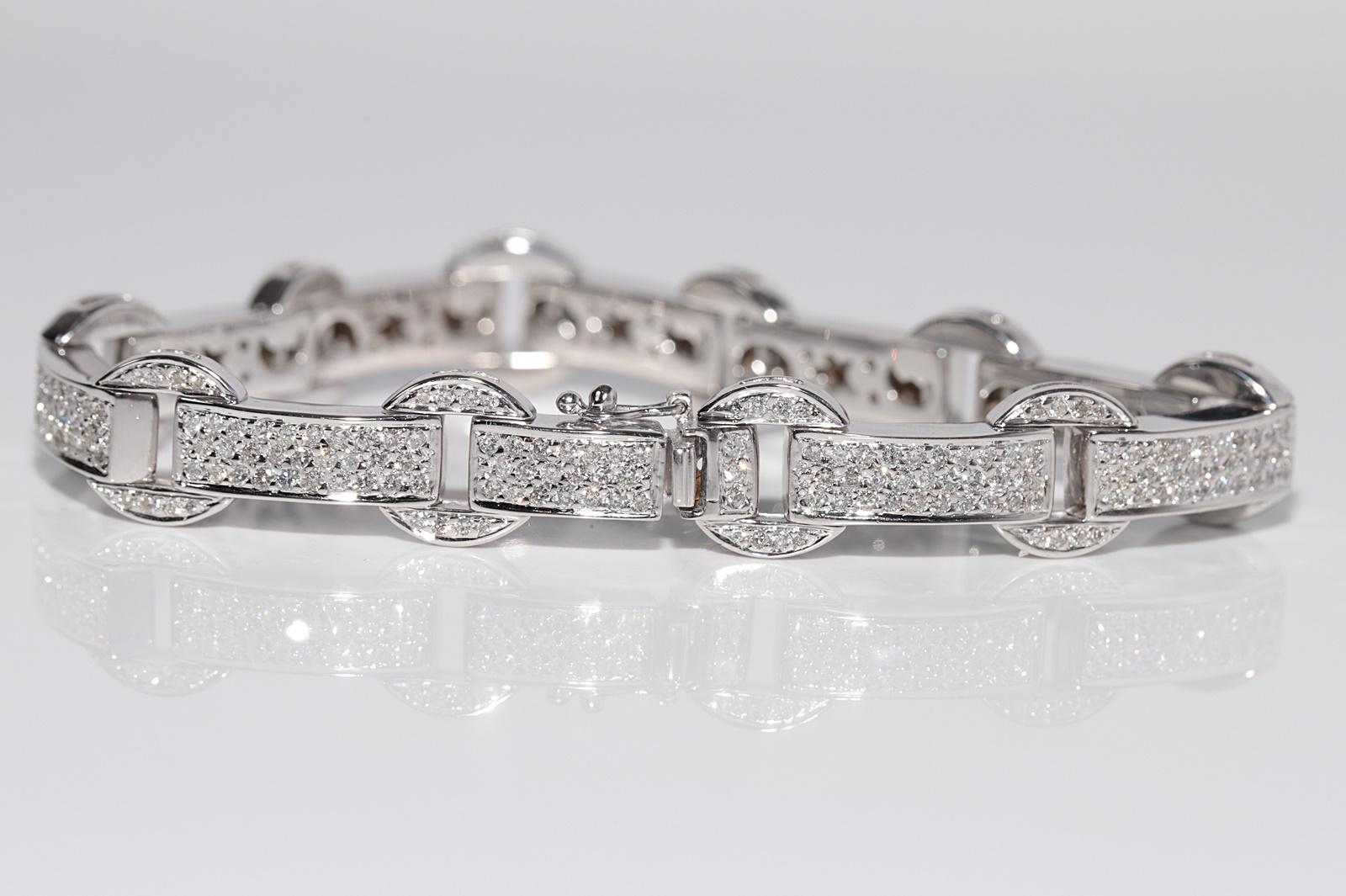 Vintage Circa 1990er Jahre 18k Gold natürlicher Diamant verziertes starkes Vintage-Armband im Angebot 1