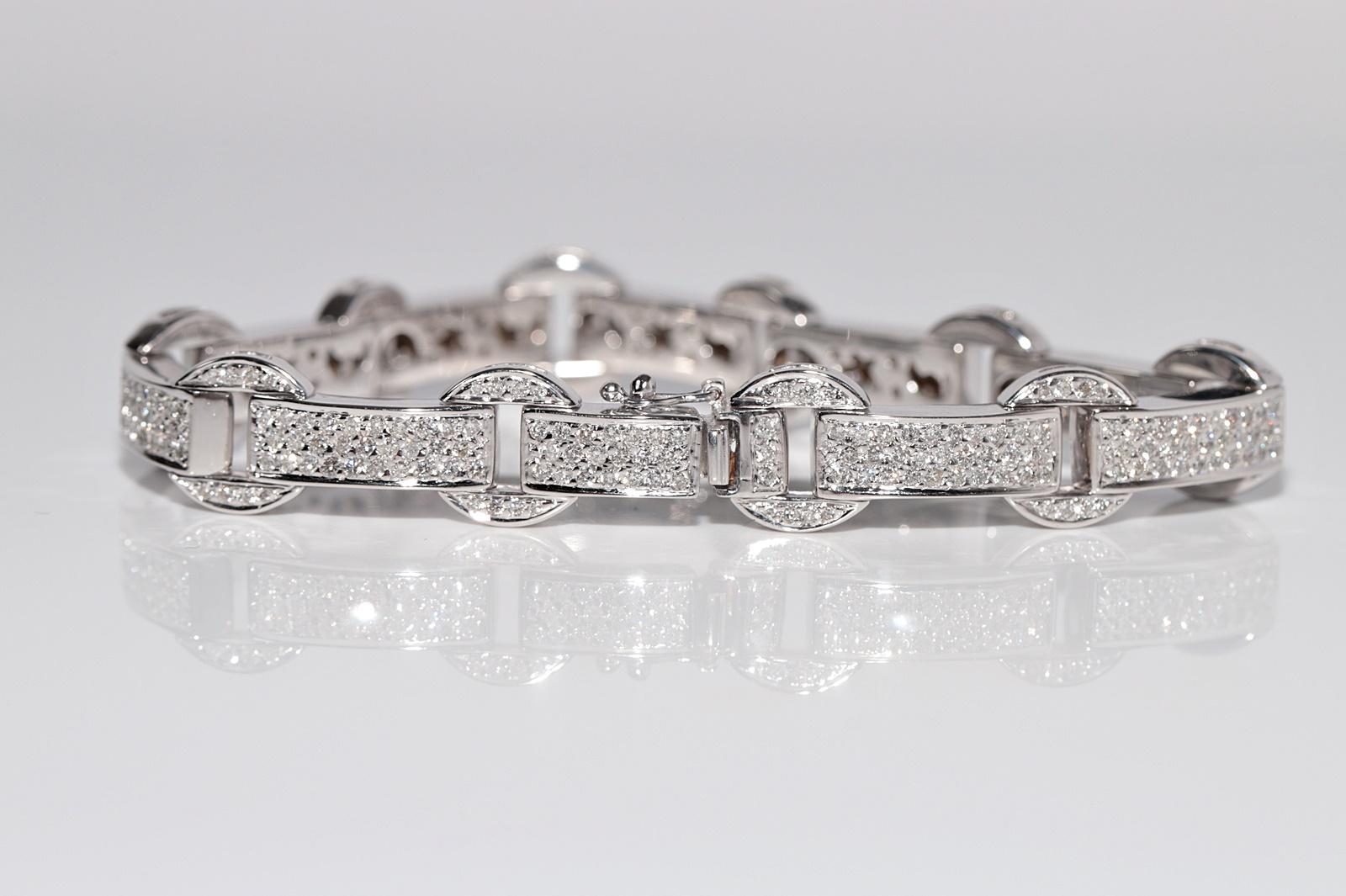 Vintage Circa 1990er Jahre 18k Gold natürlicher Diamant verziertes starkes Vintage-Armband im Angebot 2