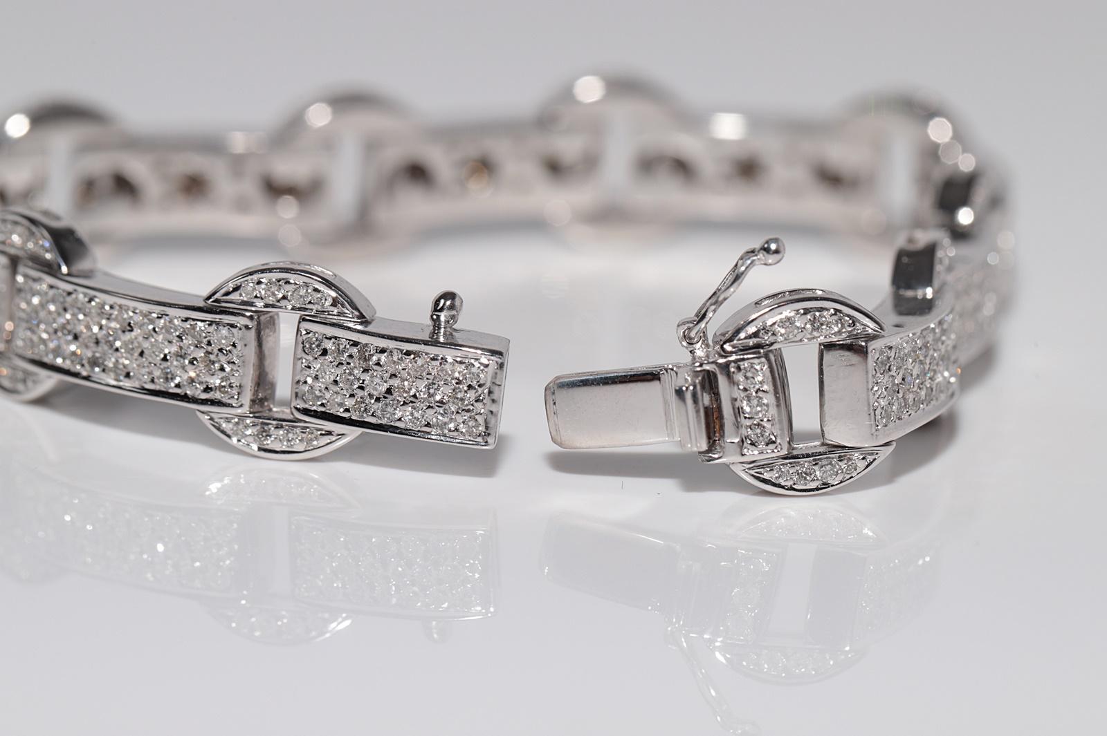 Vintage Circa 1990er Jahre 18k Gold natürlicher Diamant verziertes starkes Vintage-Armband im Angebot 3