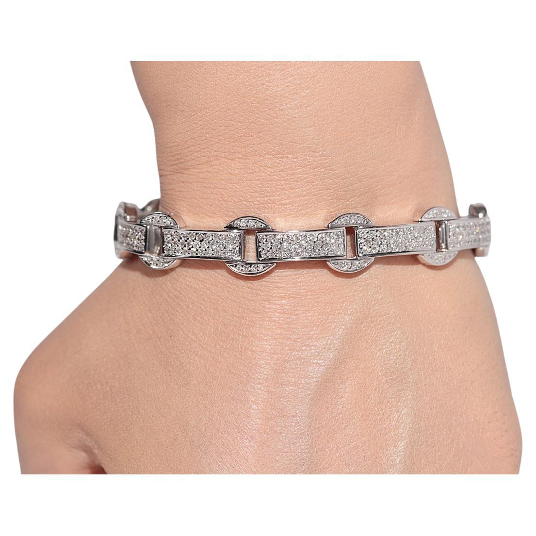 Bracciale forte d'oro 18 carati decorato con diamanti naturali, CIRCA GLI ANNI '90