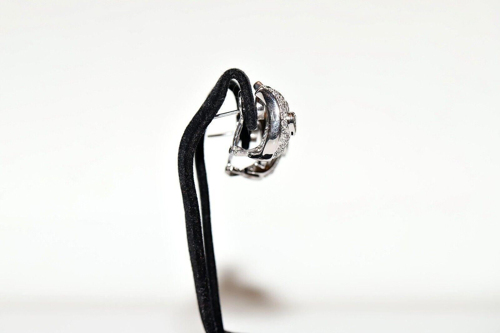 Pendiente Fuerte Vintage Circa 1990s Oro 18k Decorado con Diamantes Naturales en Bueno estado para la venta en Fatih/İstanbul, 34