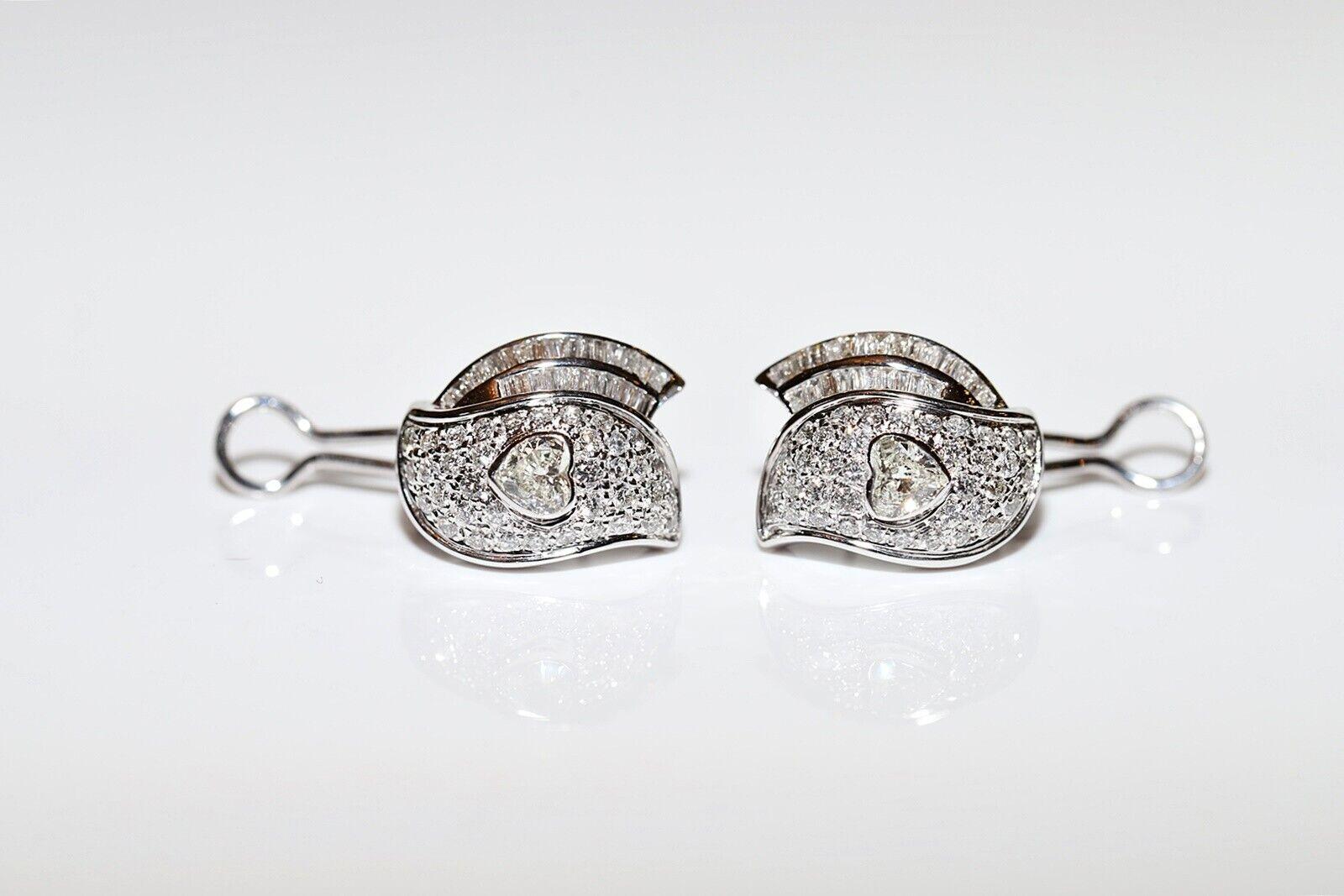 Pendiente Fuerte Vintage Circa 1990s Oro 18k Decorado con Diamantes Naturales en venta 1