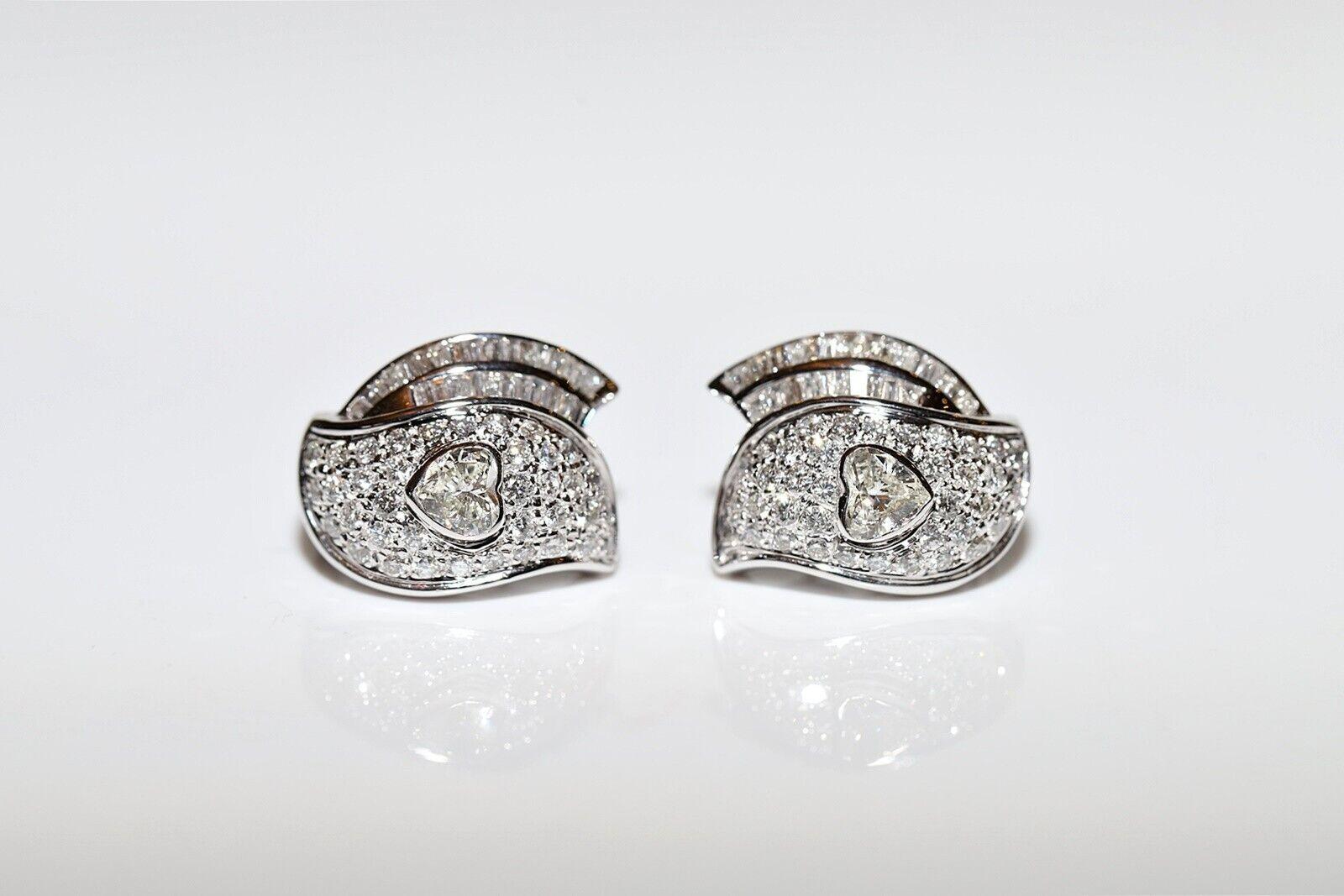 Pendiente Fuerte Vintage Circa 1990s Oro 18k Decorado con Diamantes Naturales en venta 2