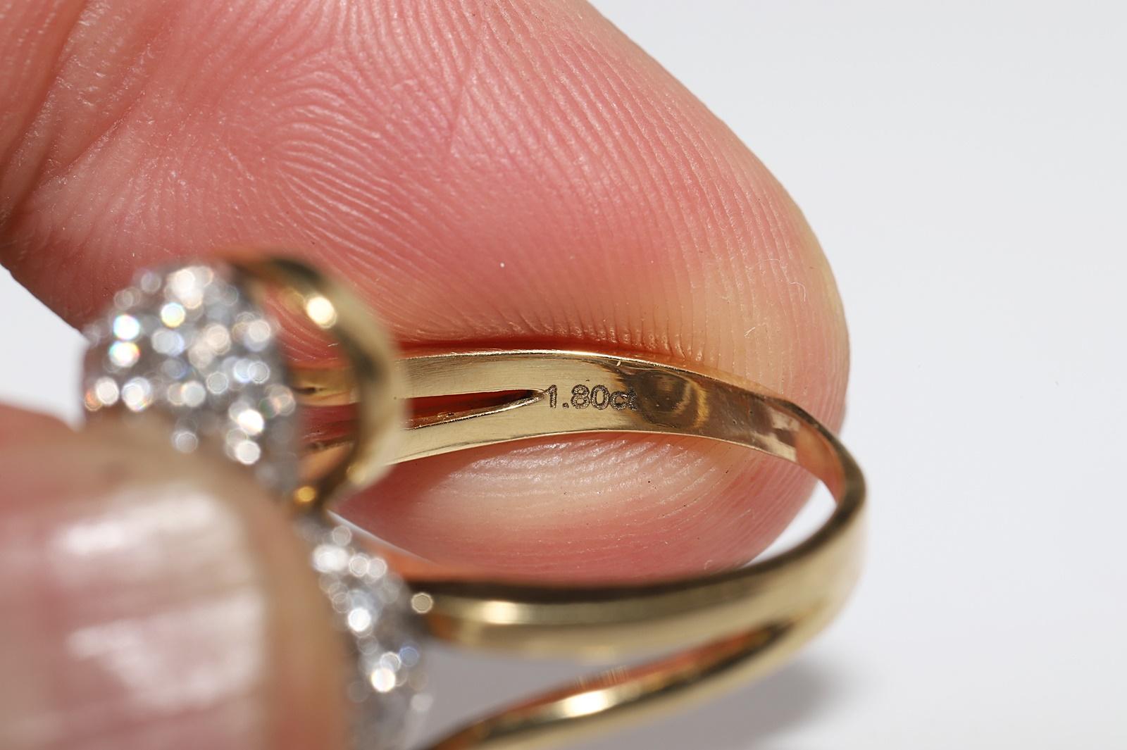 Vintage Circa 1990er Jahre 18k Gold Natürlicher Diamant Dekoriert  Starker Ring 4