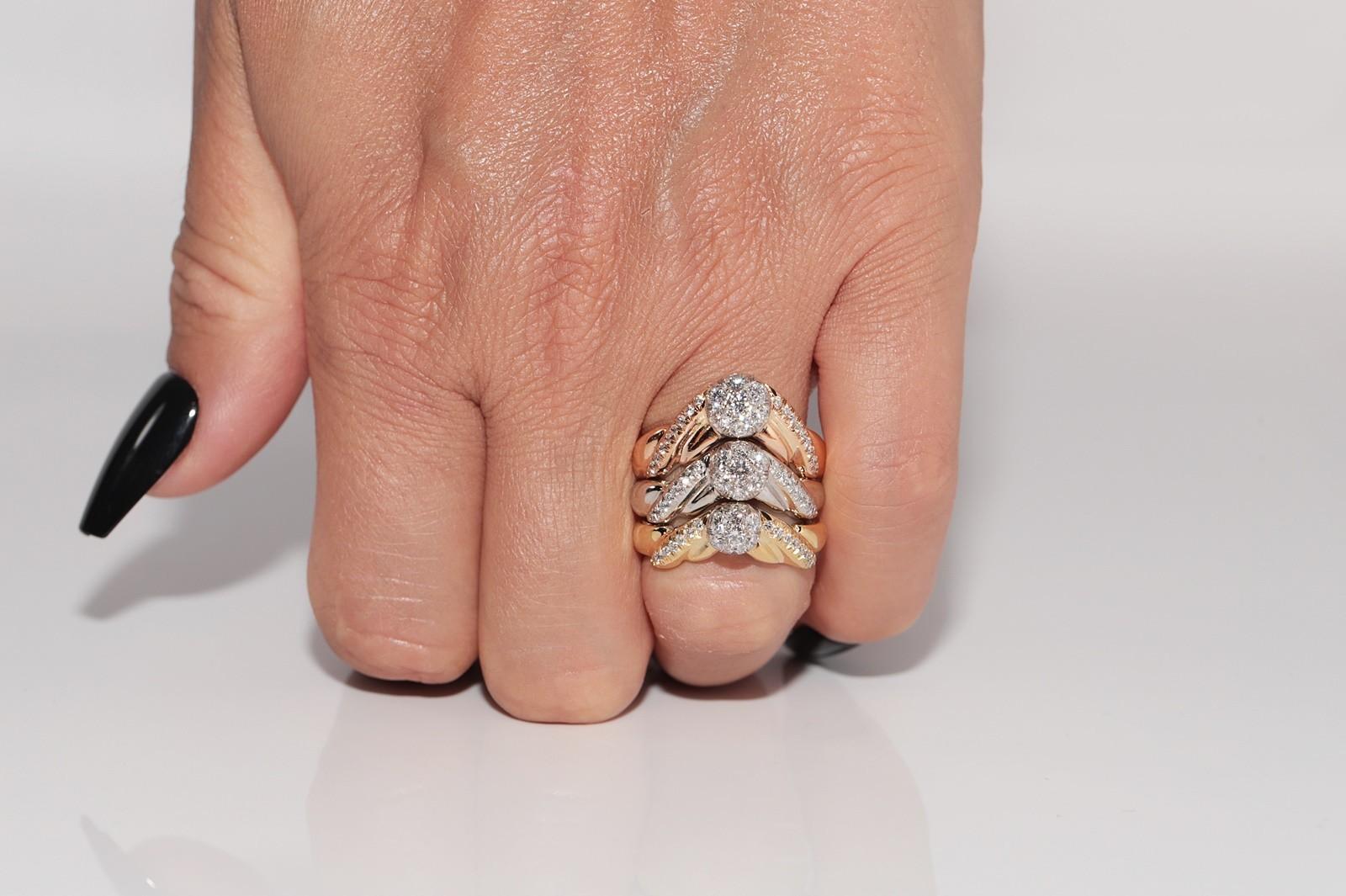 Anello forte decorato con diamanti naturali in oro 18k CIRCA 1990 in vendita 4