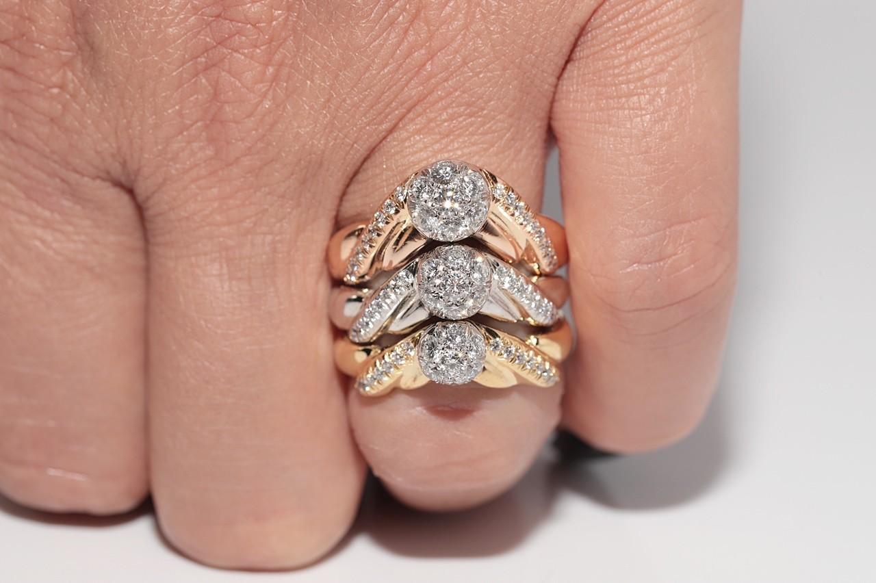 Anello forte decorato con diamanti naturali in oro 18k CIRCA 1990 in vendita 5