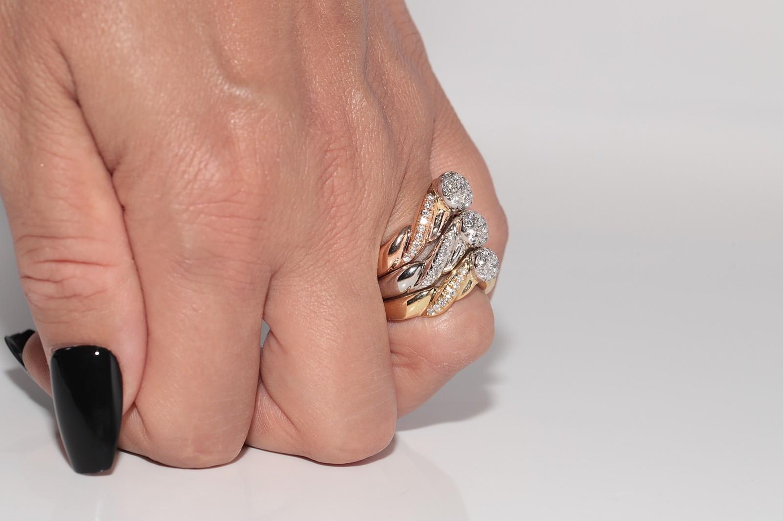 Anello forte decorato con diamanti naturali in oro 18k CIRCA 1990 in vendita 6