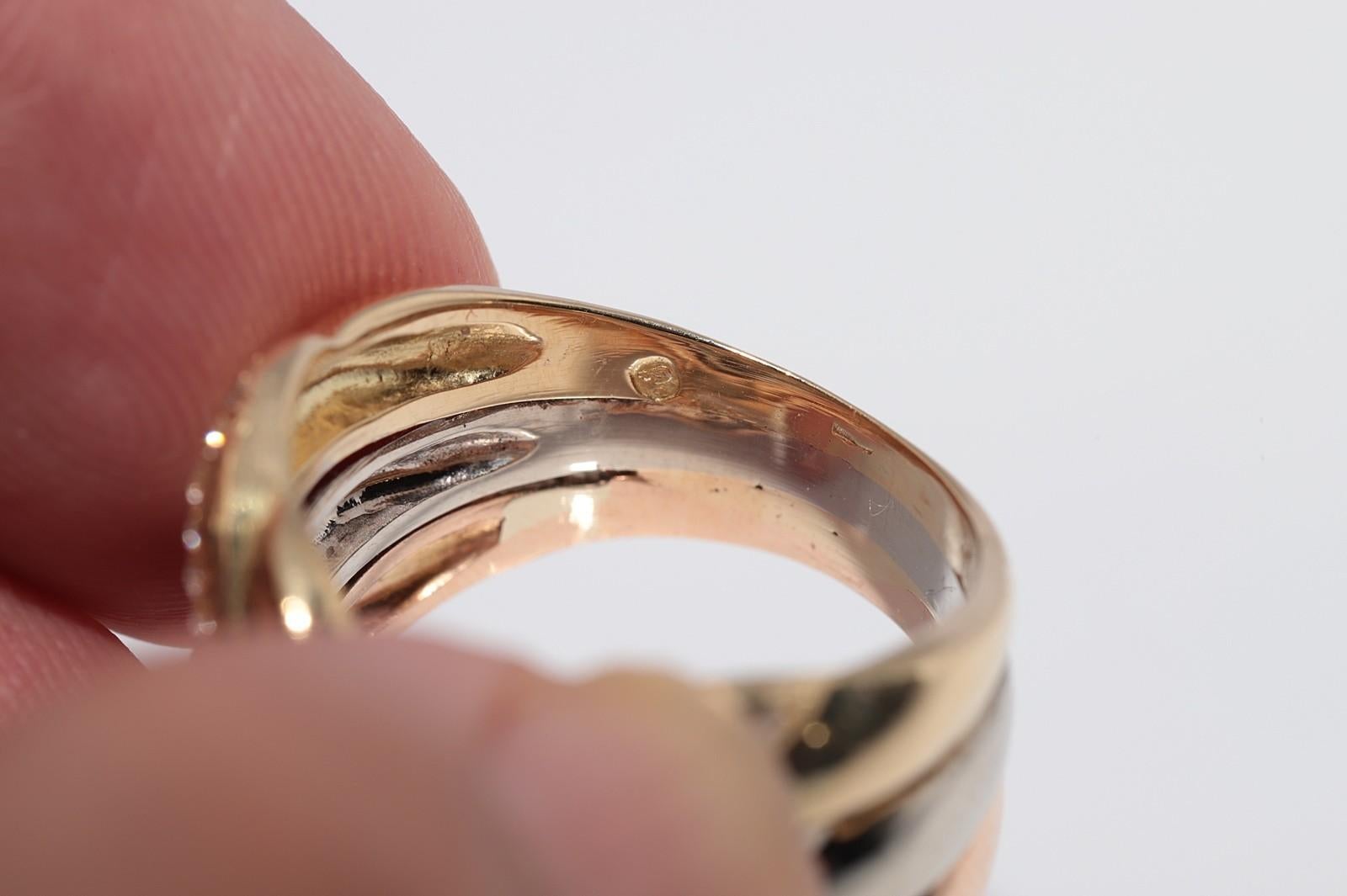 Anello forte decorato con diamanti naturali in oro 18k CIRCA 1990 in vendita 7