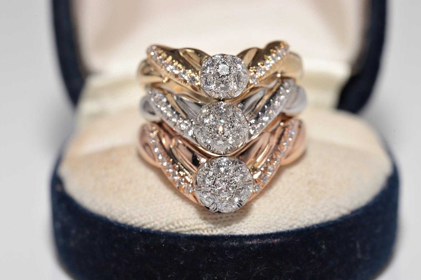 Anello forte decorato con diamanti naturali in oro 18k CIRCA 1990 in vendita 8