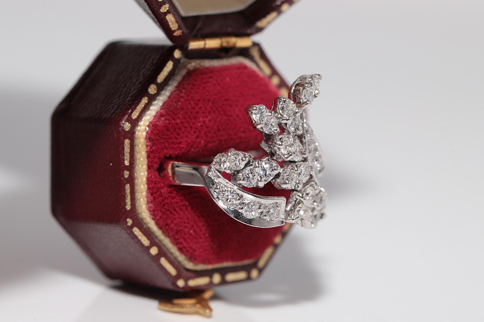Rétro Anello forte decorato con diamanti naturali in oro 18k CIRCA 1990 in vendita