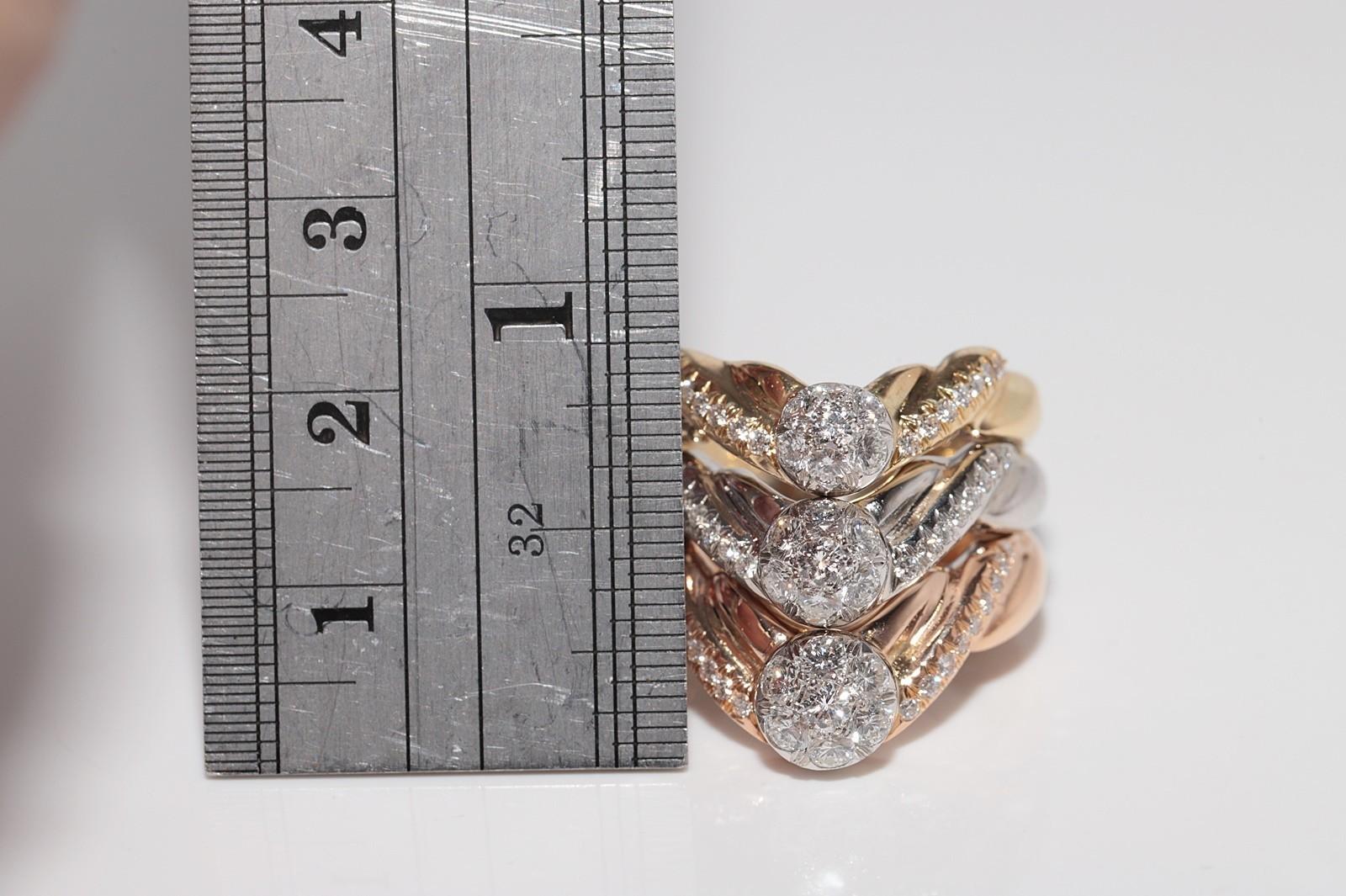 Artigiano Anello forte decorato con diamanti naturali in oro 18k CIRCA 1990 in vendita